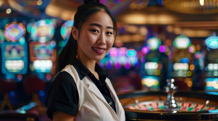 Antarmuka aplikasi lunox menampilkan meja live-dealer blackjack dan roulette dengan dealer langsung